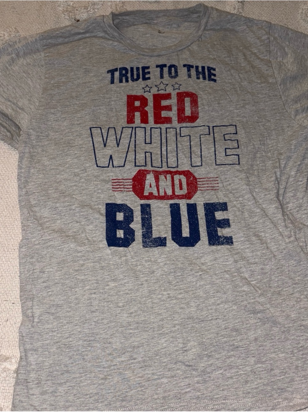 Gray Graphic Tee "True to the Red White and Blue"